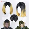 Catsuit Costumes Anime Haikyuu Kozume Kenma Cosplay Wig 30cm Golden Black Karasuno High School Volleyball Club Wigs