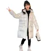 Down Coat Teen Girls Clothes Fashion Coats Winter Tjock varm huvjacka Midlängd Ytterkläder Topp Barnkläder 412 Y 231026