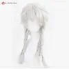 Catsuit-kostuums Game Identity V Ithaqua Nachtwacht Cosplay 45 cm Wit Gevlochten Anime Pruiken Hittebestendig Synthetisch haar + Pruikkapje
