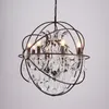 Amerikansk retro industriell vind ljuskrona europeisk stil vardagsrum matsal lampklädbutik smidesjärn kristall fågelbur globe li