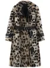 Pelliccia da donna finta Lautaro inverno lungo stampa leopardo caldo e soffice trench per donna manica doppio petto moda europea 231026