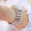 Wristwatches Diamond Women Luxury Brand Watch Rhinestone Elegant Ladies Watches Gold Clock Wrist For relogio feminino 231027