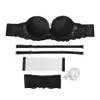 Sutiãs senhoras mulheres invisíveis alças sexy sutiã halter mergulho sem alças push up copo underwire acolchoado renda bralette lingerie212v