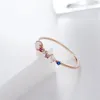 Klusterringar högkvalitativ opal stenfärgad kubisk zirkonring för kvinnor rosguld färg unik design
