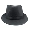 Berets Cinza Preto Fedora Chapéu Clássico Aba Larga Homens Sólidos Pai Vintage Top Jazz Outono Inverno Bowler Sombrero Chapéu de Feltro