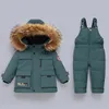 Ner kappa baby vinter varma jackor pojkar jumpsuit barn kläder set 2 st spädbarn overaller småbarn flicka kläder barn snöar parka 231026