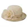 Chapeaux à large bord seau fleur fascinateurs courses pour femmes élégant banquet fascinateur chapeau filles dames robe de mariée formelle Fedora 231027