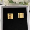 Stud Earrings 2023 Fashion Famous Designer Brand Square Golden Big Fof Women High Quality Luxury Jewelry Trend