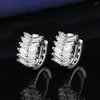 Серьги-кольца оптом, модные двухрядные серьги-гвоздики с блестящими камнями CZ, креативный дизайн, аксессуары для ушей, женские свадебные вечеринки