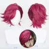 Catsuit Costumes Game LOL Arcane Vi Cosplay Wig VI 30cm Deep Rose Short Heat Resistant Synthetic Hair Woman and Man Role Play Wigs