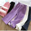 Byxor Fashion Girls Pants 2023 Autumn Winter Plus Velvet Thicken Wide Leg Kids Clothing Casual Warm Cotton 231027