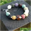 Charm Bracelets Luxury Designer Colored Volcano Lava Beads Bracelet For Women Girls Exquisite Natural Stone Wooden Bead Bangles Jewelr Dhrys