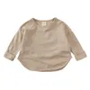 Jersey Otoño Niño Niña Bebé O cuello Camisa de fondo sólido Niños Simple Casual Mangas largas Camiseta Niño Algodón Tops Infantil Camisetas únicas 231027