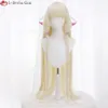 Costumi Catsuit Anime Chi 130cm Lungo Latte Dorato Puntelli Cosplay Copricapo Capelli resistenti al calore Chobits Chii Parrucche + Protezione parrucca