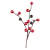 Decorative Flowers Zinnia Artificial Simulation Red Fruit Branch Home Decoration Rich Light Garland