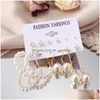 Stud 17Km Vintage Pearl Earrings Stud For Women Big Gold Cross Set Of Earring Long Tassel Butterfly Dangle Drop 2021 Jewelry Dhgarden Otvfd