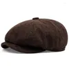 Berretti Sboy Cappelli per uomo Lana Peaky Paraocchi A spina di pesce Berretto ottagonale Moda maschile Vintage Pittore britannico Boina Hombre