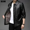 Cuir pour hommes Faux cuir de qualité supérieure marque Designer mode décontractée Faux Pu mode veste en cuir hommes marron Biker manteaux classiques vêtements pour hommes 231026