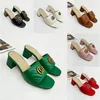 2023 New Women's High Heel tofflor Designer Sandaler för kvinnor Läder Fashion Sexig broderad Summer Chunky Hel Sands 6.5cm med lådskivor0