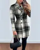 Женская повседневная верхняя одежда из смесовой шерсти с принтом, пальто, женский пиджак с отложным воротником на пуговицах и длинными рукавами, офисный пиджак Lardy 231026