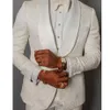 Mäns kostymer blazers stil brudgummen elfenben mönster brudgummen tuxedos sjal satin lapel män 2 stycken bröllop man jacka byxor tie291r