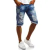 Gerade Denim-Shorts mit zerstörtem Loch für Herren, neue Mode, Distressed-Shorts, lässig, schmale Passform, Vintage-zerrissene Jeans, kurz, Hellblau, 3XL262f