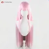 キャットスーツコスチュームコスプレvtuberホロライブポニーテールガールズモリサマカリ90cmピンク森カリオペ耐火ウィッグ +ウィッグキャップ