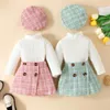 Clothing Sets ma baby 6M 3Y Toddler Infant born Baby Girls Clothes Knit Long Sleeve Tops Plaid Skrits Hat Fall Spring Outfits D05 231027