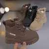 Сапоги New Children's Fashion Boots Winter Boys and Girls's Antipl Antiplem Theple Leather Bood