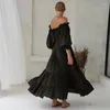 Robes de soirée Chic élégant pour les femmes 2023 coton Sexy Slash cou volants pansement longue vacances plage robe d'été