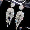 Dangle Lustre Long Gland Cristal Boucles D'oreilles Pour Femmes Bijoux Géométrique Fl Strass Boucle D'oreille Déclaration Bijoux Dro Dhgarden Otw8E