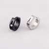 Hoop Earrings Fashion Men Women Crystal Small Color Black Stainless Steel Round Setting Huggie Jewelry