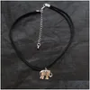 Pendentif Colliers Vintage Sier Mini Éléphant Collier Amour Animal Charme Femmes Ras Du Cou Simple Corde Chaîne Bijoux De Mode Drop Livraison P Dhqwx