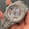 0209 TTTQ réglage fait à la main Pass Tter VVS Moissanite diamant glacé montre mécanique