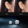 Classic Mossanite Screw Back 925 Sterling Silver Vvs Moissanite Diamond Ear 3mm-10mm Stud for Men