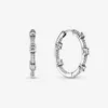 Autentyczny 100% 925 Sterling Srebrny musujące bary brukowe Hoop Kolczyki Moda Wedding zaręczynowy Akcesoria dla kobiet prezent3068