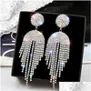 Dangle Lustre Long Gland Cristal Boucles D'oreilles Pour Femmes Bijoux Géométrique Fl Strass Boucle D'oreille Déclaration Bijoux Dro Dhgarden Otw8E