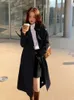 Trenchs de femmes Streetwear Loose Coat Midi Longueur Mode coréenne élégante kaki noir coupe-vent décontracté double boutonnage hauts 231026