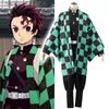 Anime Costumes Anime Demon Slayer Kimetsu No Yaiba Tanjirou Kamado Nezuko Cosplay Women and Men Kimono Kids Cosplay Come Sets L231027