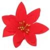 Decorative Flowers 10Pcs Christmas Artificial Flower Fake Poinsettia Red Silk Glitter Ornament Wedding Home Decoration Accessories