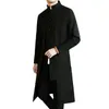 Men Blends Trench Coat Men Fake two Pieces Cardigan Kimono Male Long Chinese Style Black Loose Vintage Cotton Linen 231026