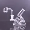 Palmstorlek Glas Bong Hookahs 10mm Female Recycler Oil Rig Water Pipes Easy Put In Pocket Glass Bubbler Rökning Rör med 4 mm tjocklek Kvarts banger Nageloljebrännare