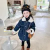 재킷 가을 겨울 여자 아기 코트 어린이 두껍게 봉제 데님 재킷 아이 의류 매일 캐주얼 겉옷 2-8 년 의상 의상