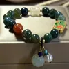 Strand Natural Agate Crystal Bracelets Women's Vintage Jade Medal Pumpkin Enamel Strawberry Beaded Bracelet Birthday Party Jewelry