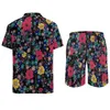 Survêtements pour hommes Ditsy Floral Hommes Ensembles Rouge et Jaune Shorts Casual Summer Hawaii Beach Shirt Set à manches courtes Big Taille Costume Anniversaire