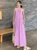 Vestidos casuais verão longo um pedaço vestido mulheres roupas de férias elegante bastante sólido sem mangas soltas maxi praia robe mujer vestidos