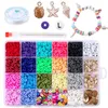 6mm Flat Round Polymer Clay Spacer Beads for Jewelry Making Bracelets Necklace Earring Diy Craft Kit with Pendant 4080pcs box273l