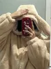 Pelliccia da donna inverno pelice pelice giacca soffice con orecchie maniche raglan harajuku kawaii hood 2023
