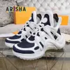 مصمم 2023 Archilight Sneakers Runway Dress Shoes Lace Up Bow Dad Mesh Black Treasable High Sole Platfor