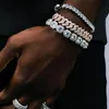 Iced Out Bling 5A Zircone Cubique Carré Charme Bracelet 8MM Couleur Argent CZ Chaîne De Tennis Bracelet Hip Hop Mode Bijoux Pour Hommes Bracel218p